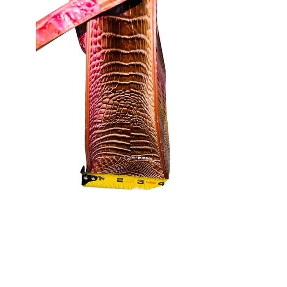 Croc Embossed Faux Leather Handbag Gradient Pink & Yellow Adjustable Strap - Picture 6 of 11